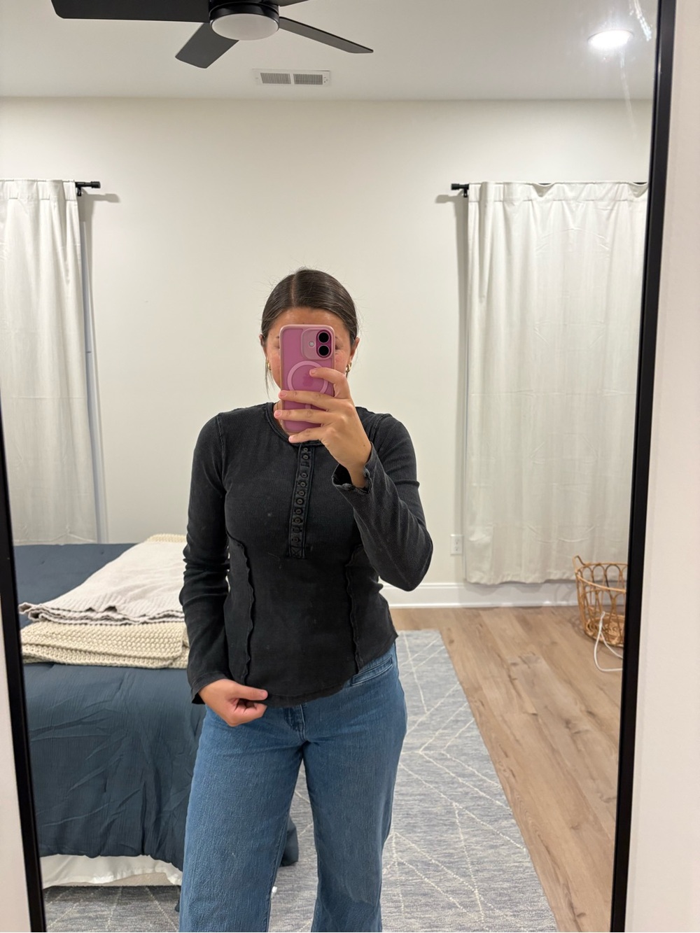 Free People Jamie Long Sleeve Henley Size Small
